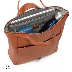 Cole Haan Medium Grand Ambition Convertible Leather Backpack NWOT Congnac Brown